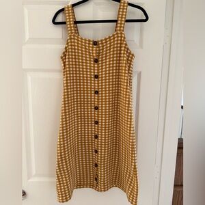 Madewell Mustard Gingham Tank Dress